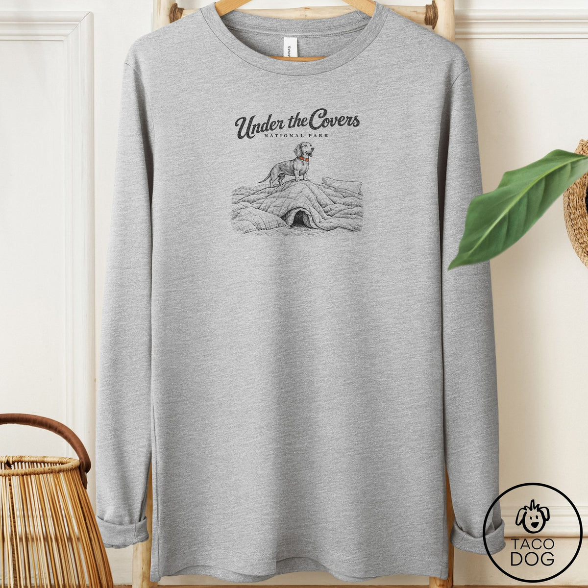Dachshund National Park Long Sleeve Tee Athletic Heather Taco-Dog