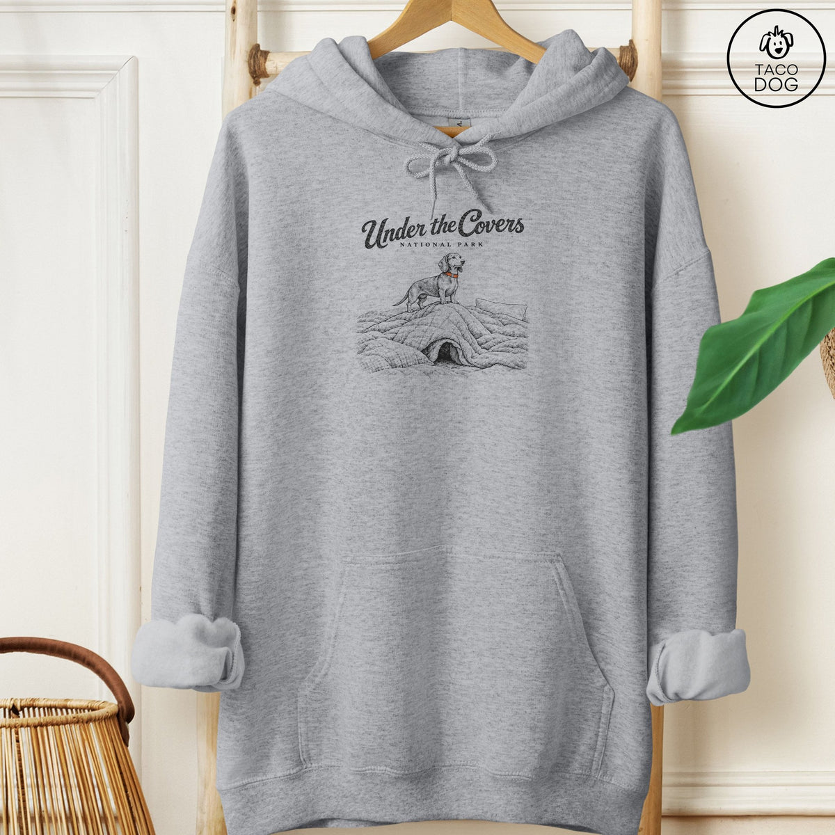 Dachshund National Park Hoodie Graphite Heather Taco-Dog