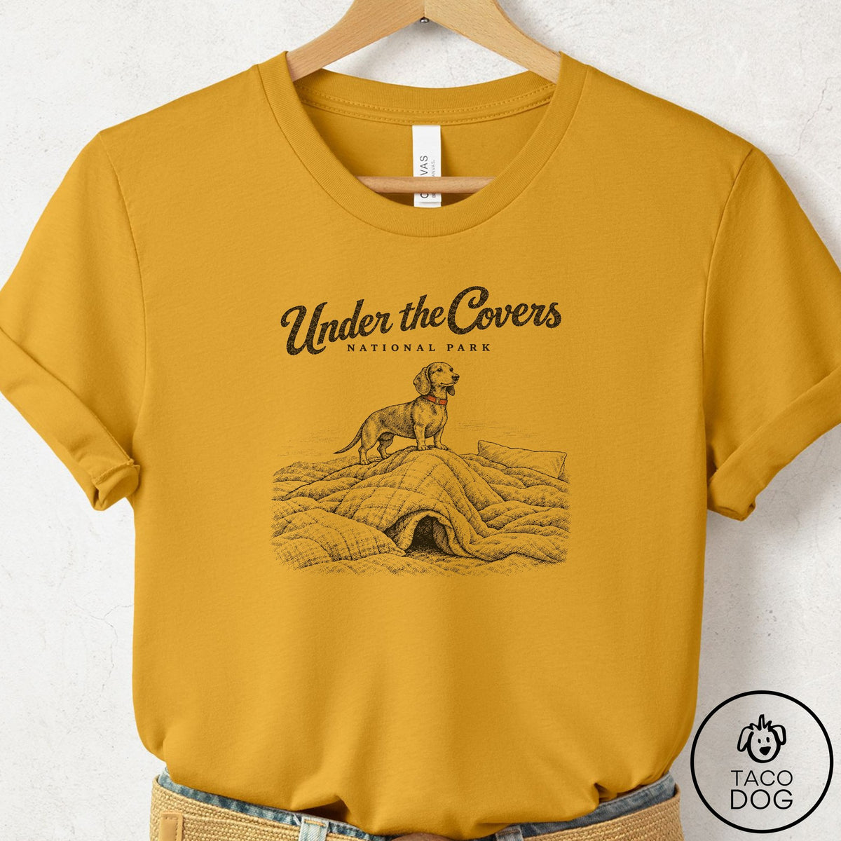 Dachshund National Park T-Shirt Mustard Taco-Dog