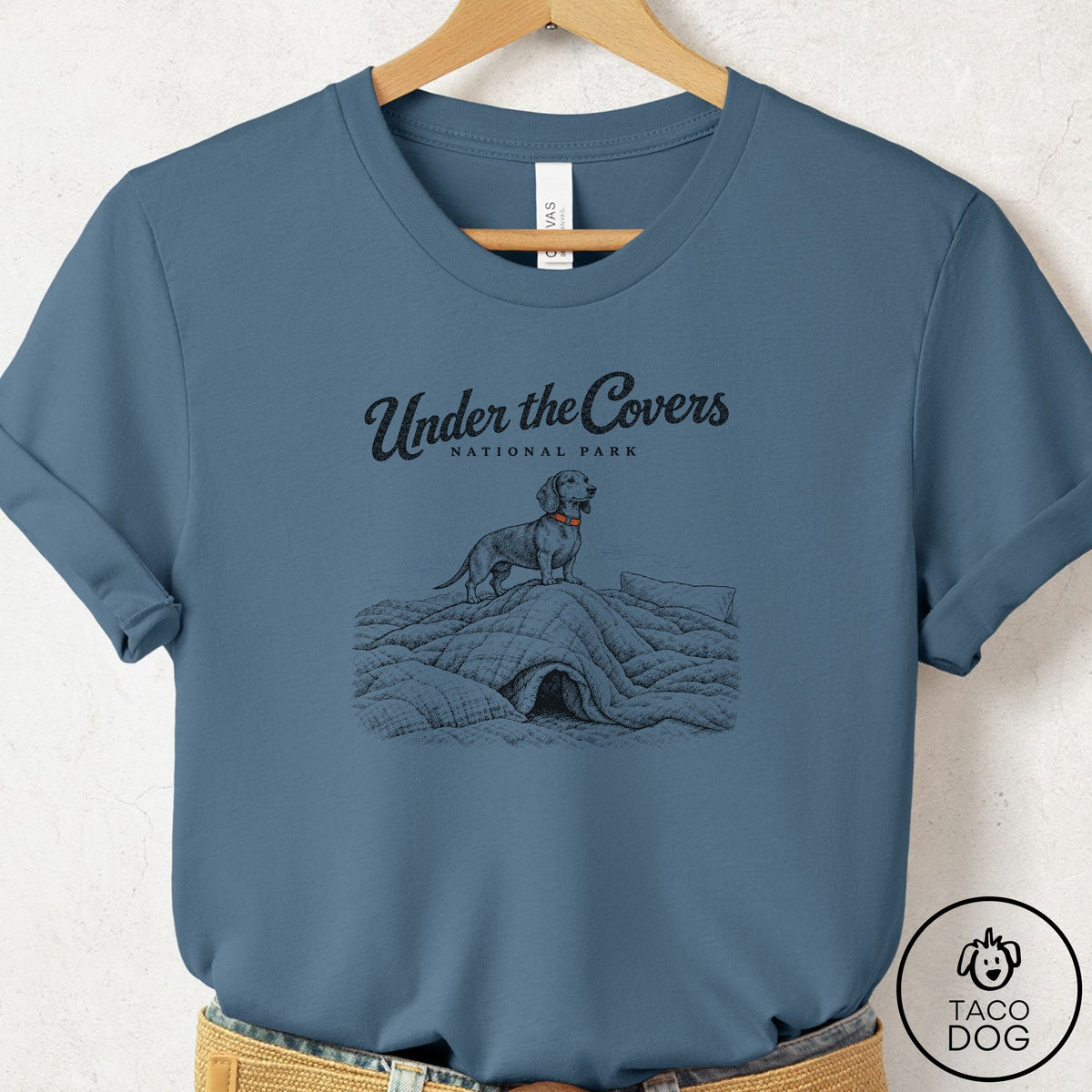 Dachshund National Park T-Shirt Steel Blue Taco-Dog