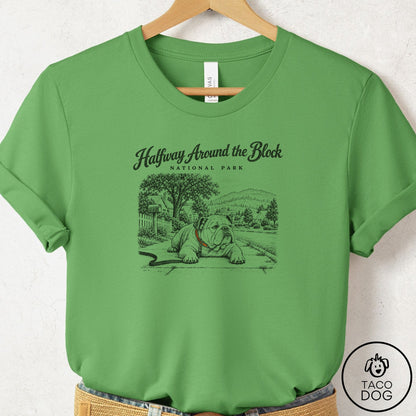 English Bulldog National Park T-Shirt Leaf Taco-Dog