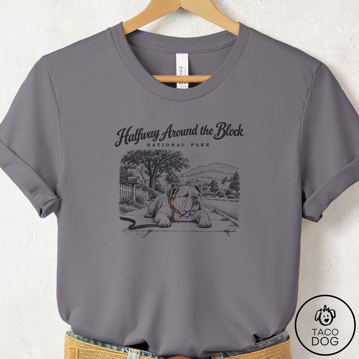 English Bulldog National Park T-Shirt Storm Taco-Dog