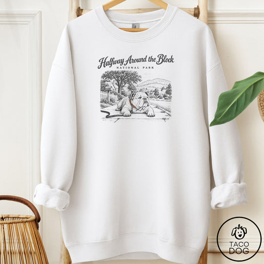 English Bulldog National Park Sweatshirt White Taco-Dog
