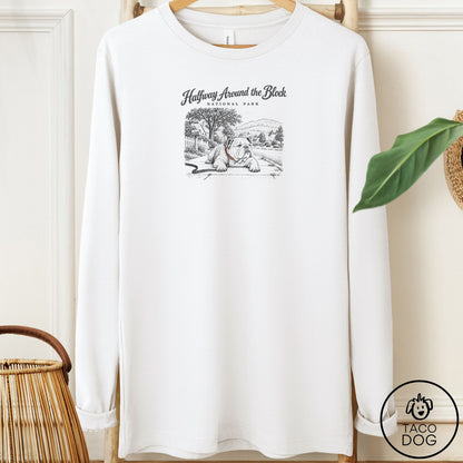 English Bulldog National Park Long Sleeve Tee White Taco-Dog