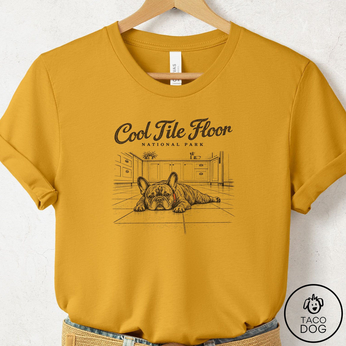 French Bulldog Frenchie National Park T-Shirt Mustard Taco-Dog