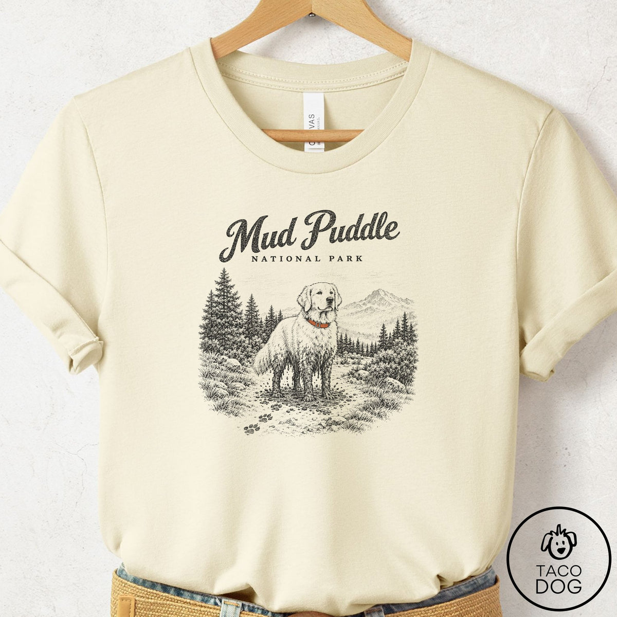 Golden Retriever National Park T-Shirt Natural Taco-Dog