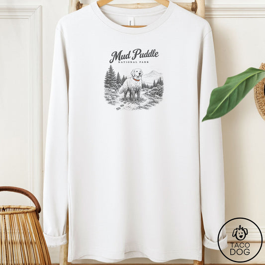 Golden Retriever National Park Long Sleeve Tee White Taco-Dog