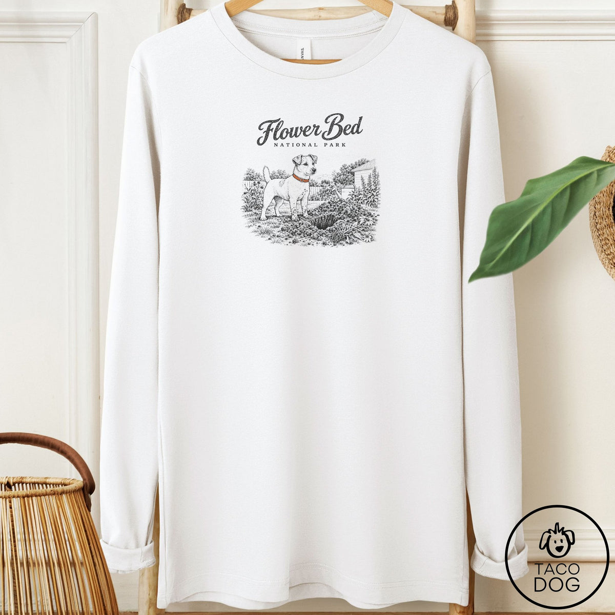 Jack Russell National Park Long Sleeve Tee White Taco-Dog
