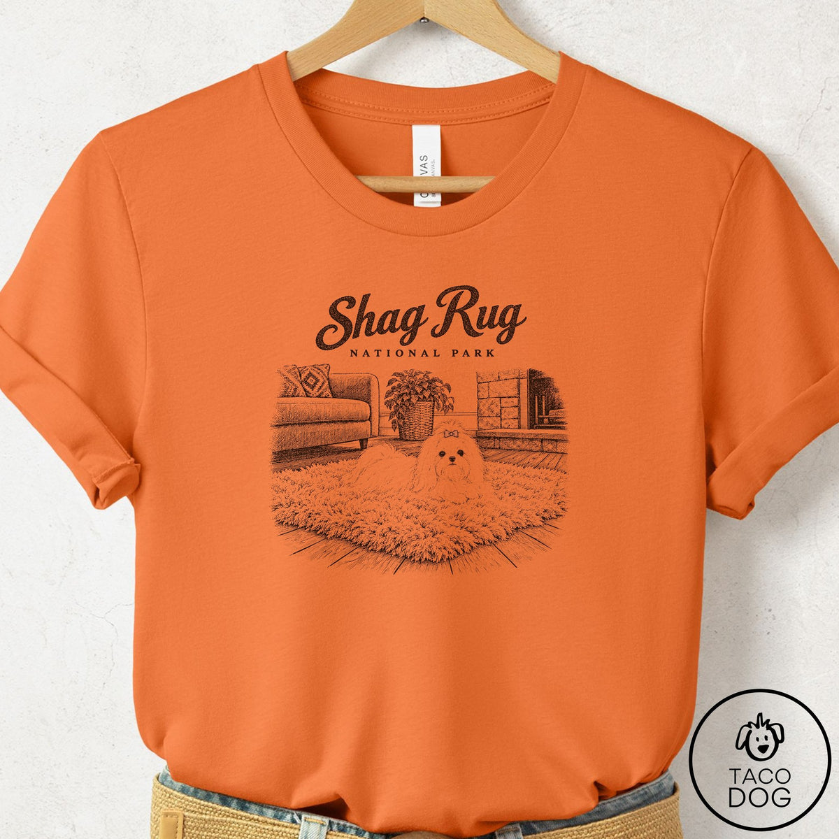 Maltese National Park T-Shirt Burnt Orange Taco-Dog