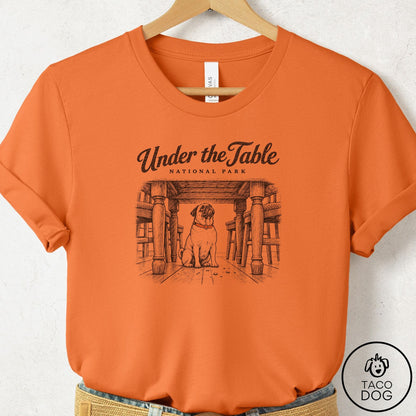 Pug National Park T-Shirt Burnt Orange Taco-Dog