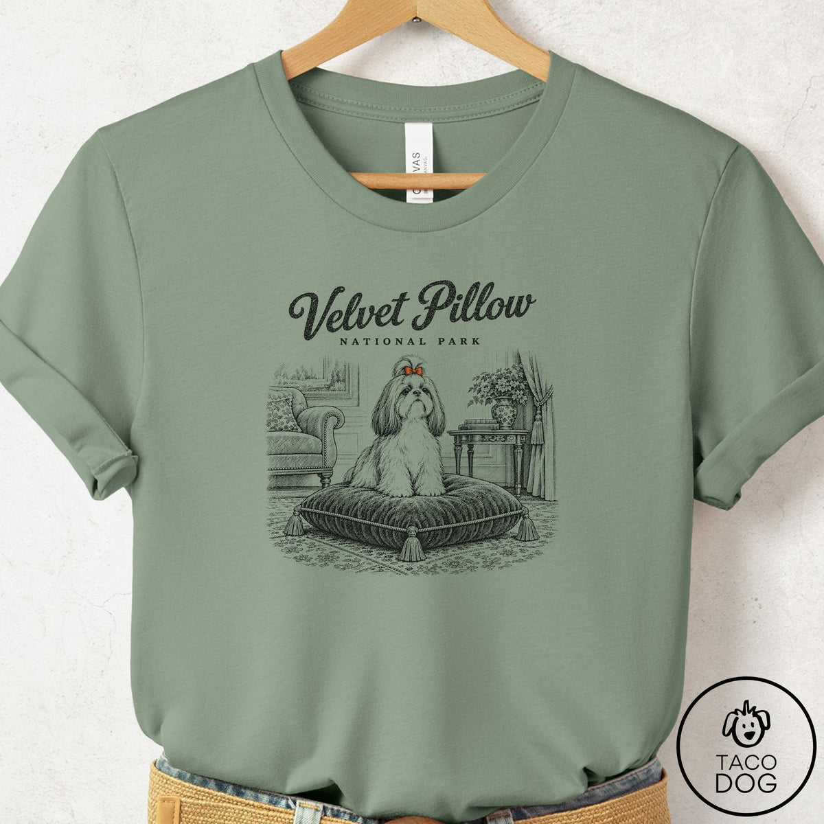 Shih Tzu National Park T-Shirt Sage Taco-Dog