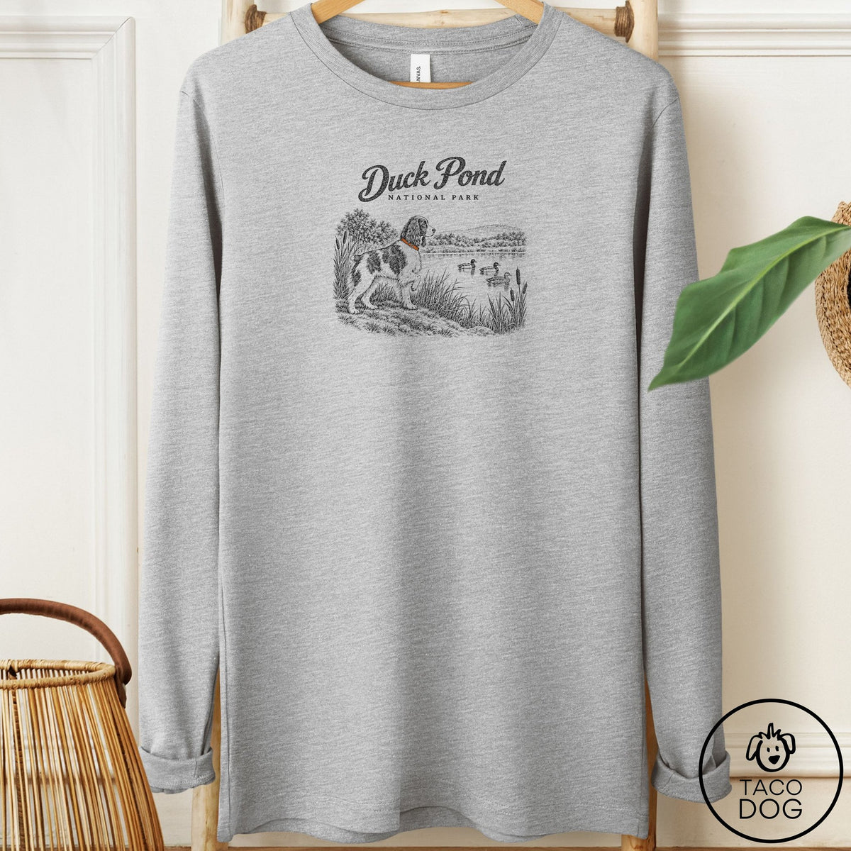 Springer Spaniel National Park Long Sleeve Tee Athletic Heather Taco-Dog