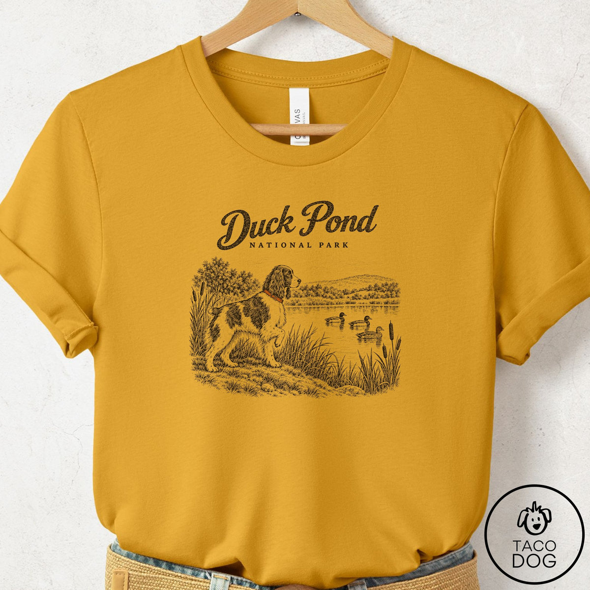 Springer Spaniel National Park T-Shirt Mustard Taco-Dog