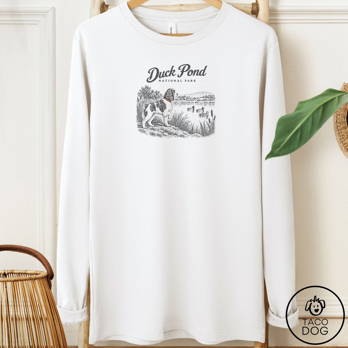 Springer Spaniel National Park Long Sleeve Tee White Taco-Dog