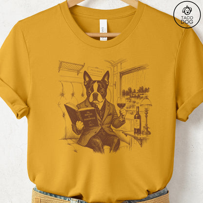 Boston Terrier Night Train T-Shirt Mustard Taco-Dog
