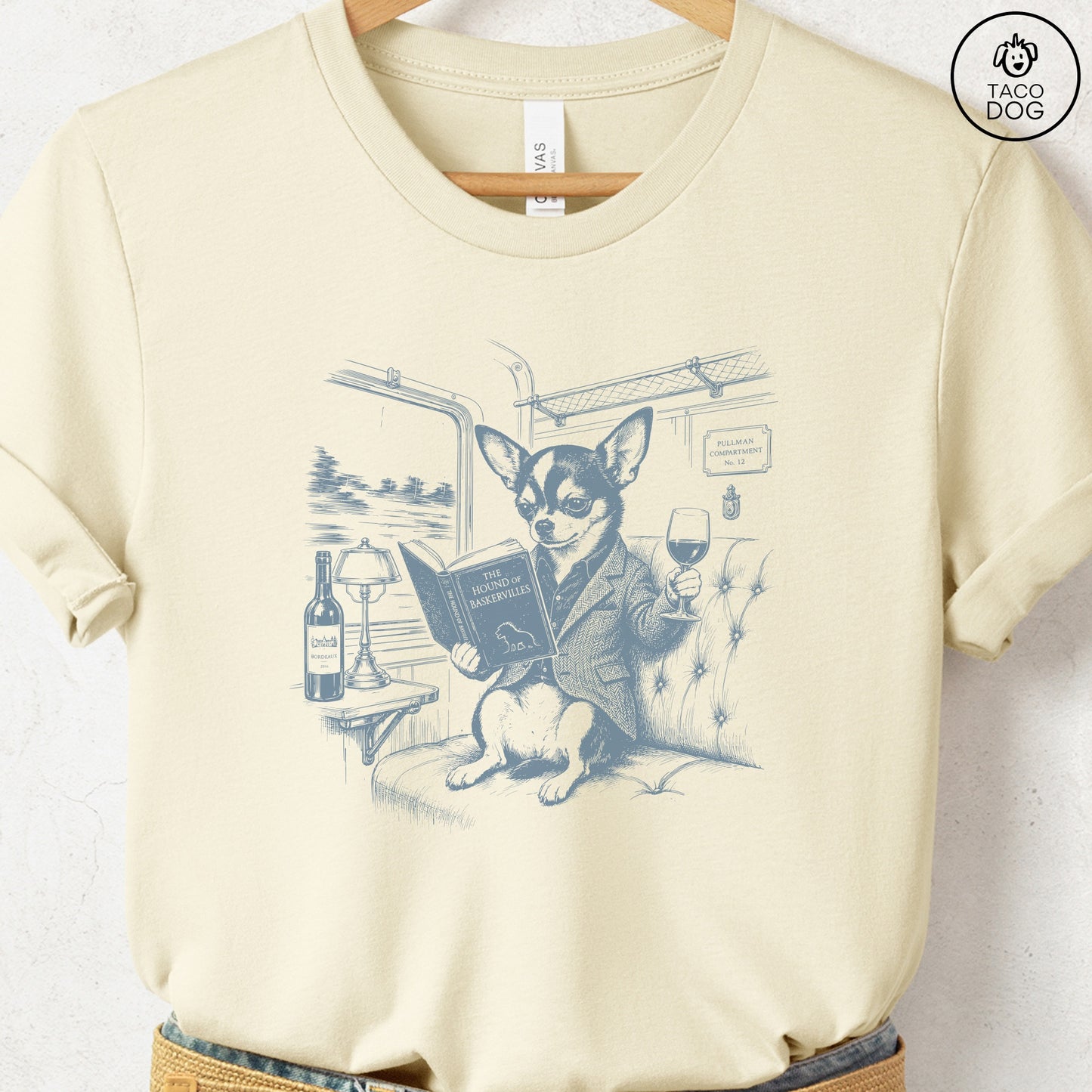 Chihuahua Night Train T-Shirt Natural Taco-Dog