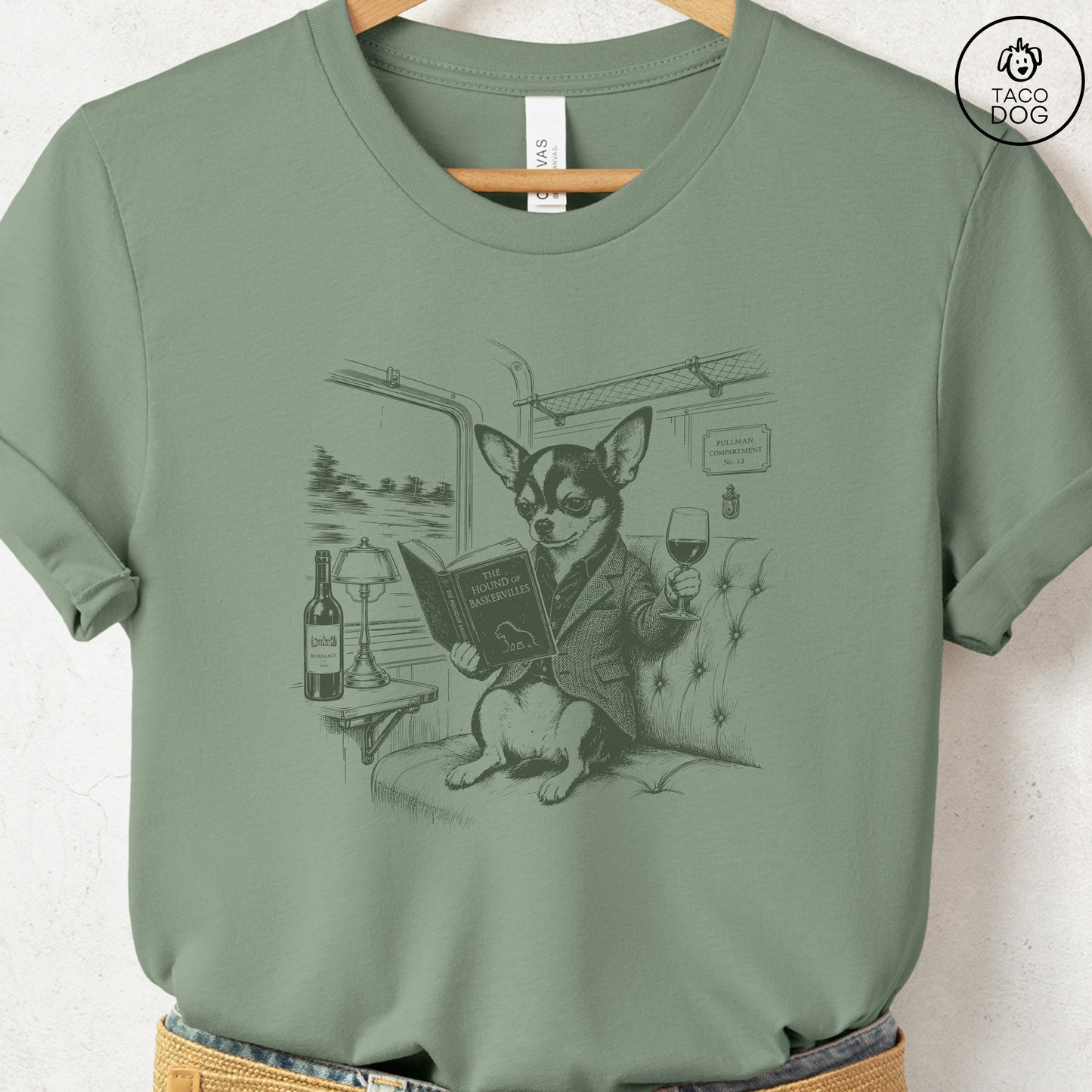 Chihuahua Night Train T-Shirt Sage Taco-Dog