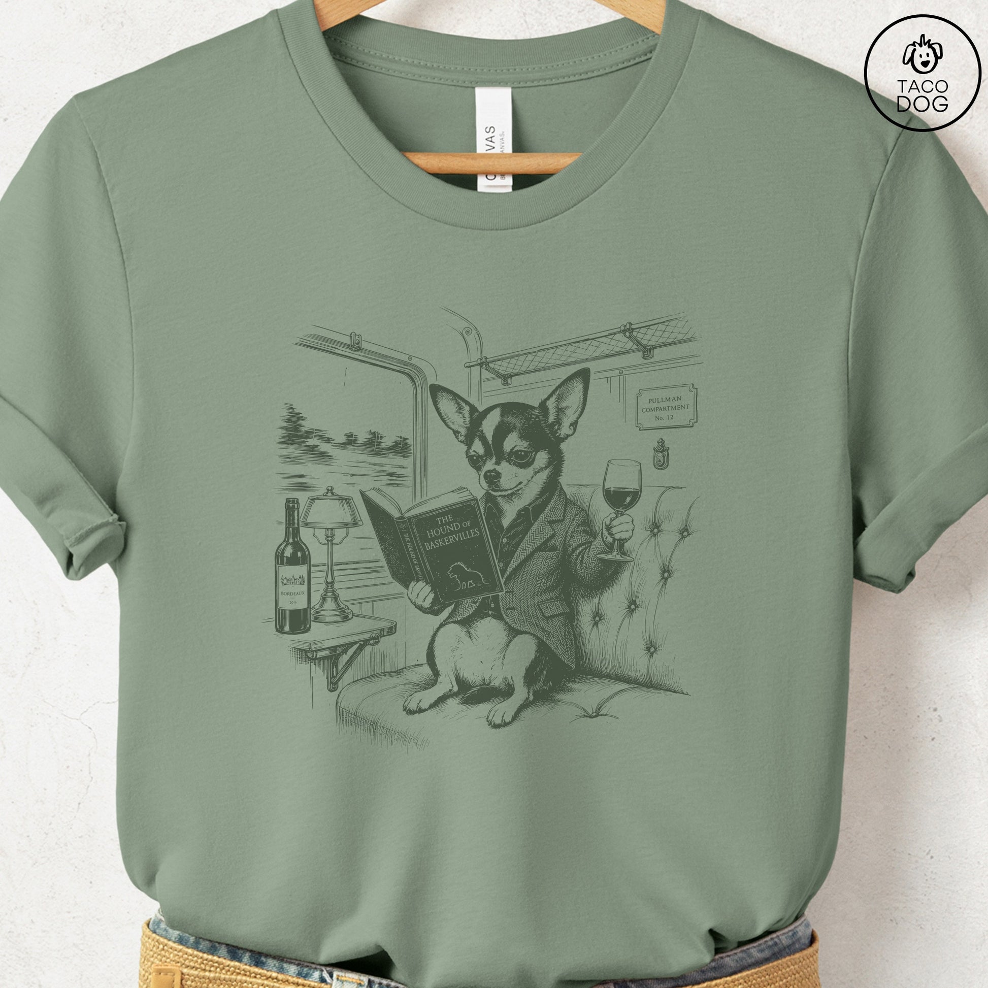 Chihuahua Night Train T-Shirt Sage Taco-Dog