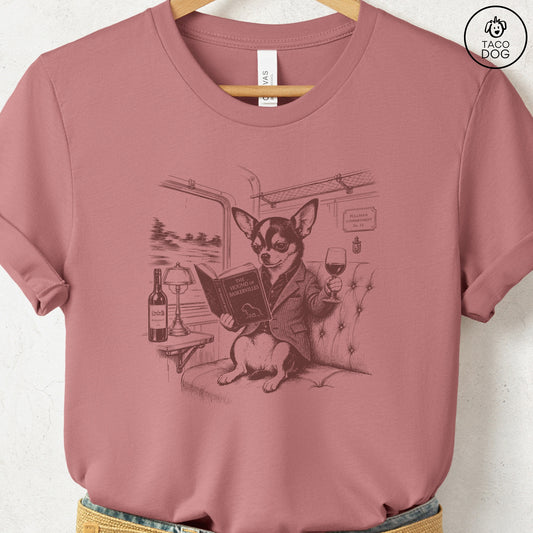Chihuahua Night Train T-Shirt Heather Mauve S Taco-Dog