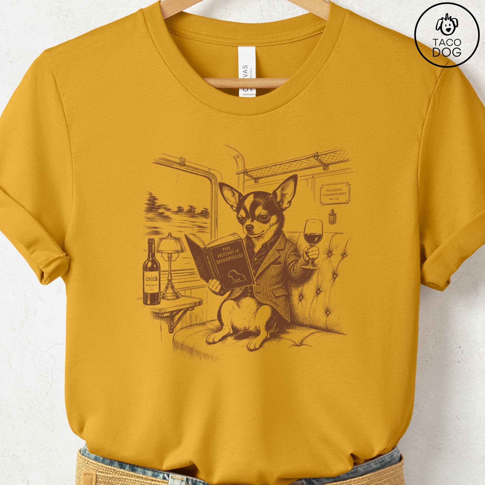 Chihuahua Night Train T-Shirt Mustard Taco-Dog