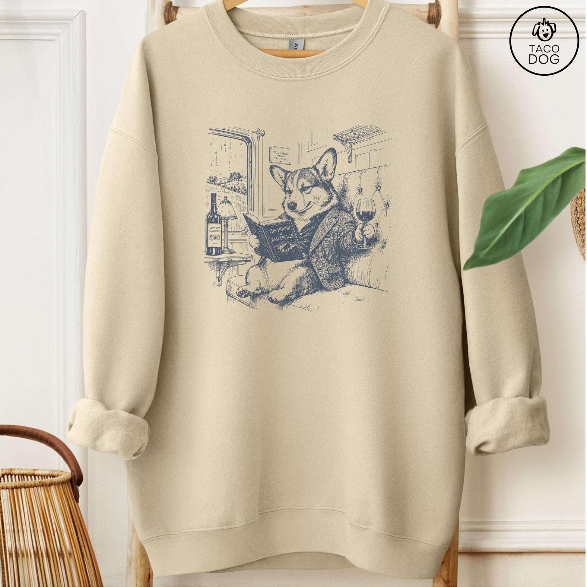 Corgi Night Train Sweatshirt Sand Taco-Dog