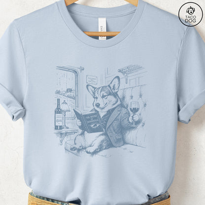 Corgi Night Train T-Shirt Light Blue Taco-Dog