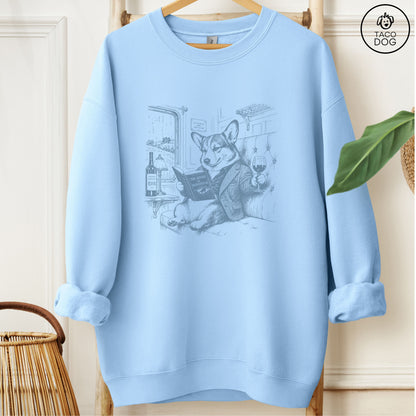 Corgi Night Train Sweatshirt Light Blue Taco-Dog
