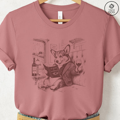 Corgi Night Train T-Shirt Heather Mauve Taco-Dog