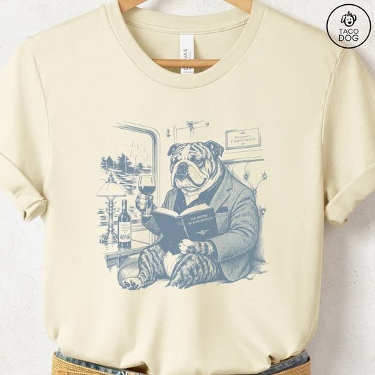 English Bulldog Night Train T-Shirt Natural Taco-Dog