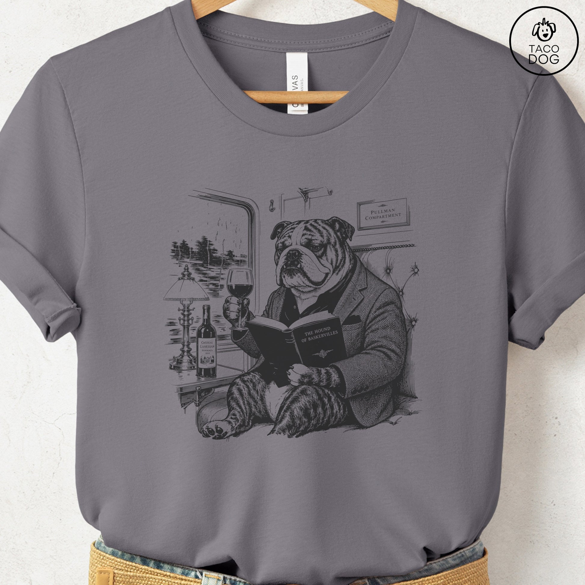 English Bulldog Night Train T-Shirt Storm Taco-Dog