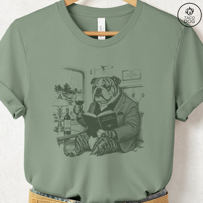 English Bulldog Night Train T-Shirt Sage Taco-Dog