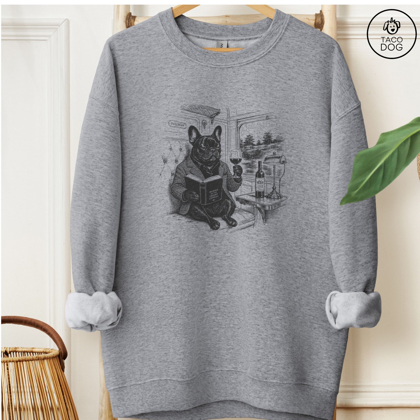 French Bulldog Frenchie Night Train Sweatshirt Graphite Heather Taco-Dog
