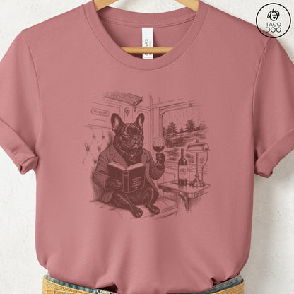 French Bulldog Frenchie Night Train T-Shirt Heather Mauve Taco-Dog