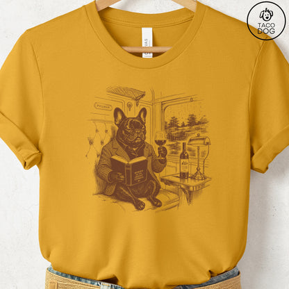 French Bulldog Frenchie Night Train T-Shirt Mustard Taco-Dog