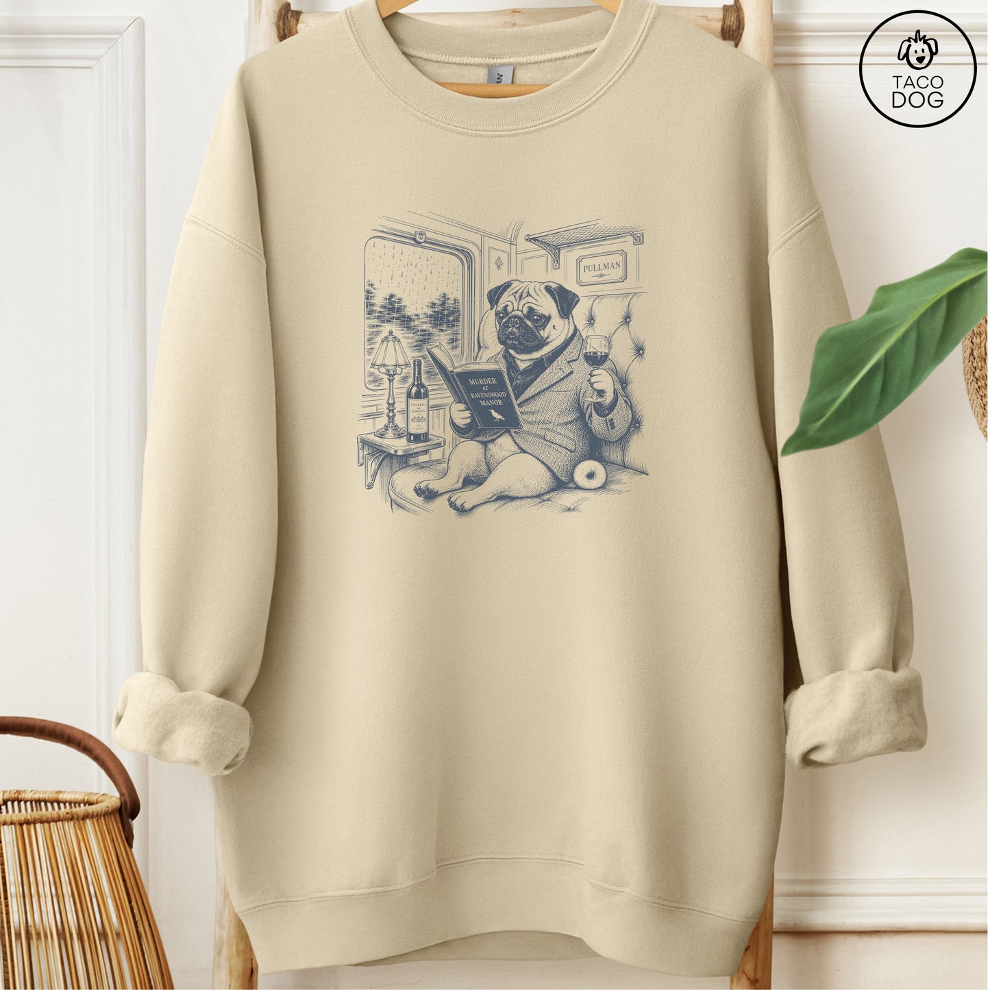Pug Night Train Sweatshirt Sand Taco-Dog