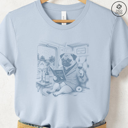 Pug Night Train T-Shirt Light Blue Taco-Dog