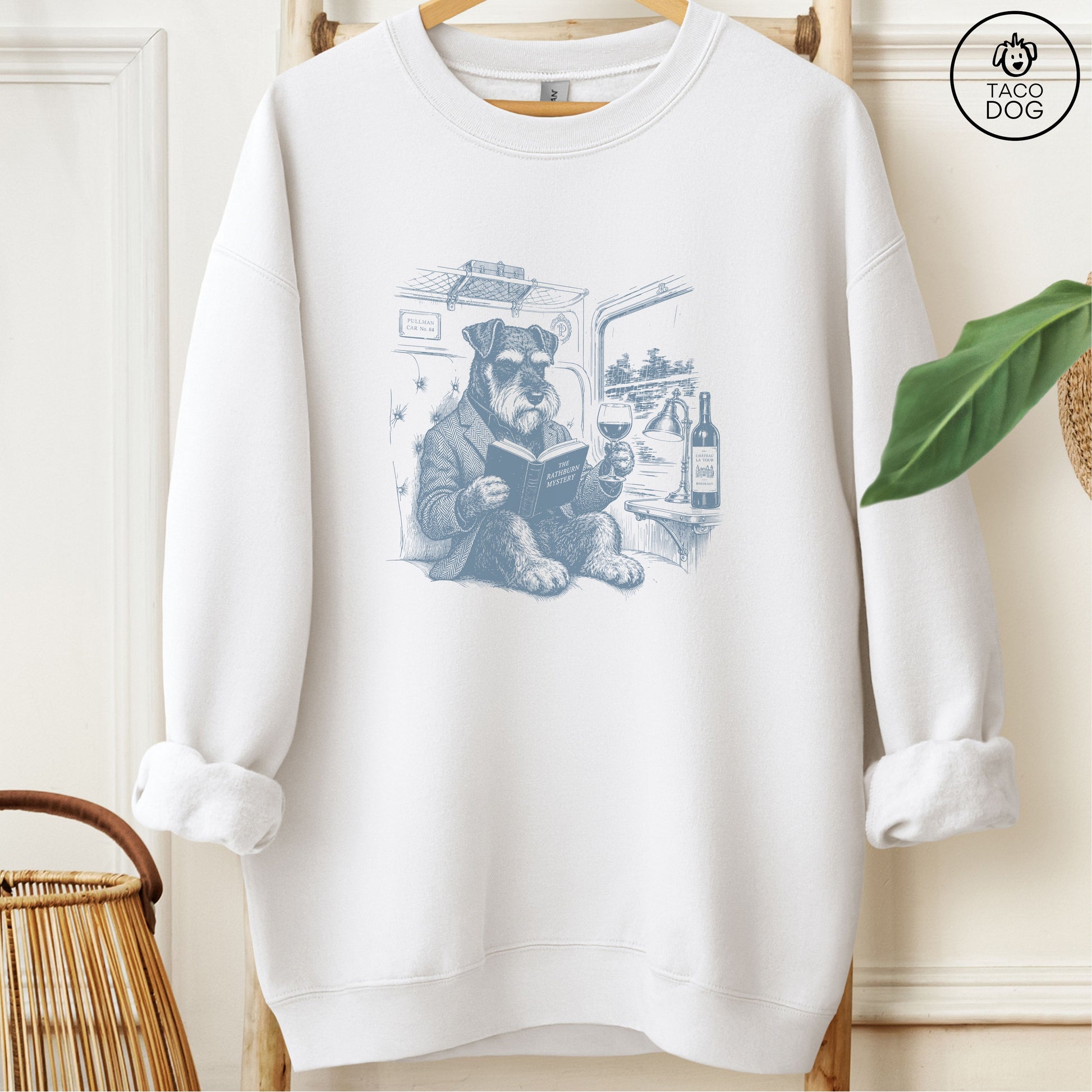 Schnauzer Night Train Sweatshirt White Taco-Dog