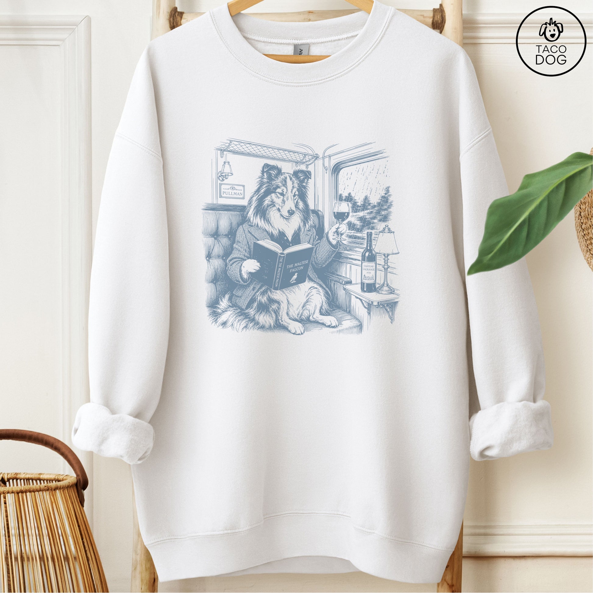 Shetland Sheepdog Night Train Sweatshirt White Taco-Dog