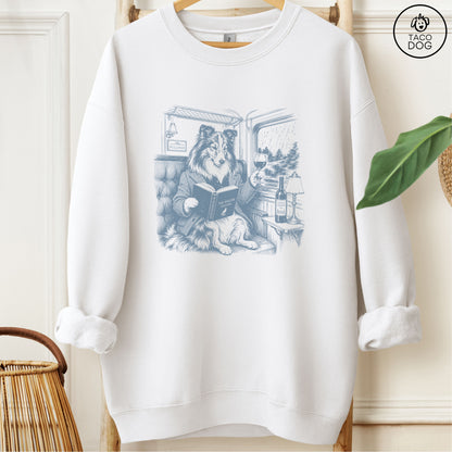 Shetland Sheepdog Night Train Sweatshirt White Taco-Dog