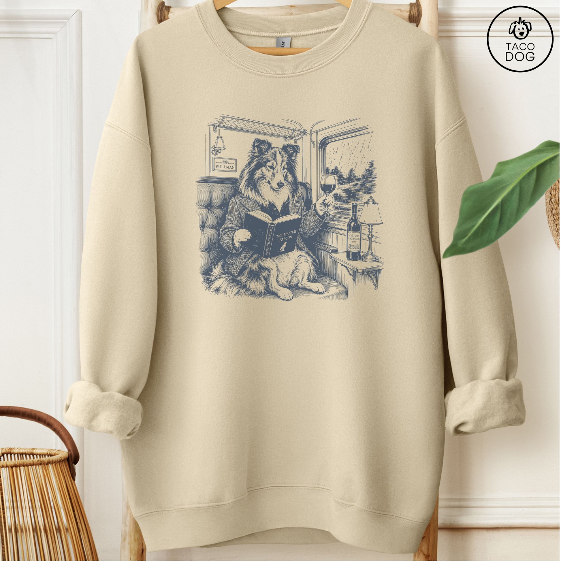 Shetland Sheepdog Night Train Sweatshirt Sand Taco-Dog