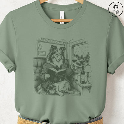 Shetland Sheepdog Night Train T-Shirt Sage Taco-Dog