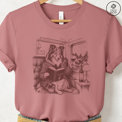 Shetland Sheepdog Night Train T-Shirt Heather Mauve Taco-Dog