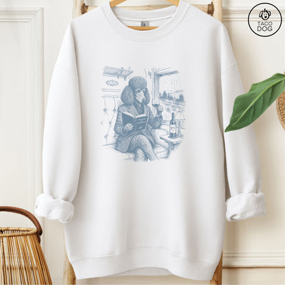 Poodle Night Train Sweatshirt White Taco-Dog