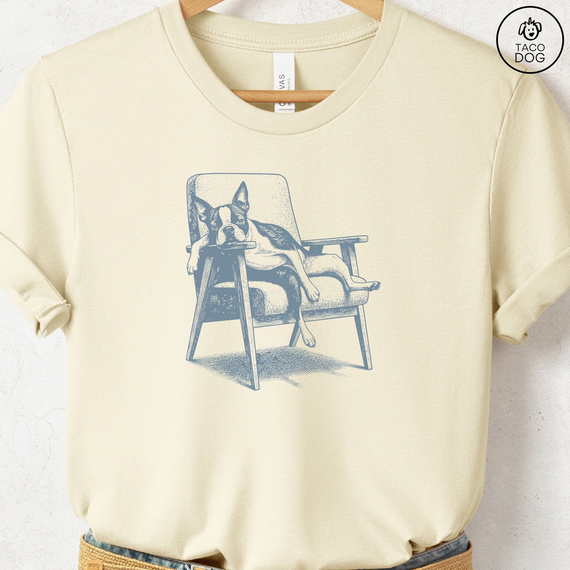 Boston Terrier Occupied T-Shirt Natural S Taco-Dog