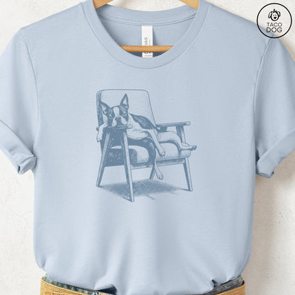 Boston Terrier Occupied T-Shirt Light Blue S Taco-Dog