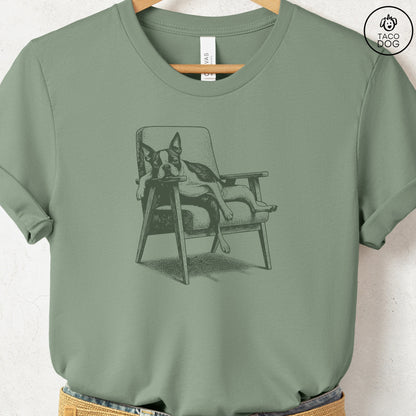 Boston Terrier Occupied T-Shirt Sage S Taco-Dog