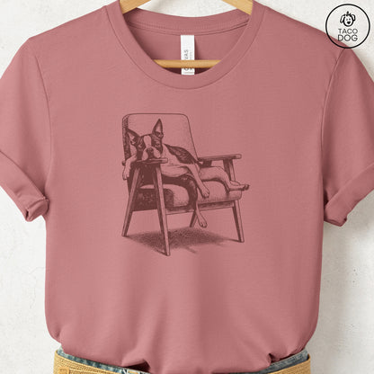Boston Terrier Occupied T-Shirt Heather Mauve S Taco-Dog