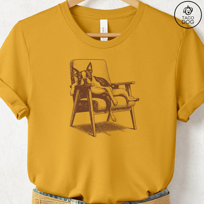 Boston Terrier Occupied T-Shirt Mustard S Taco-Dog