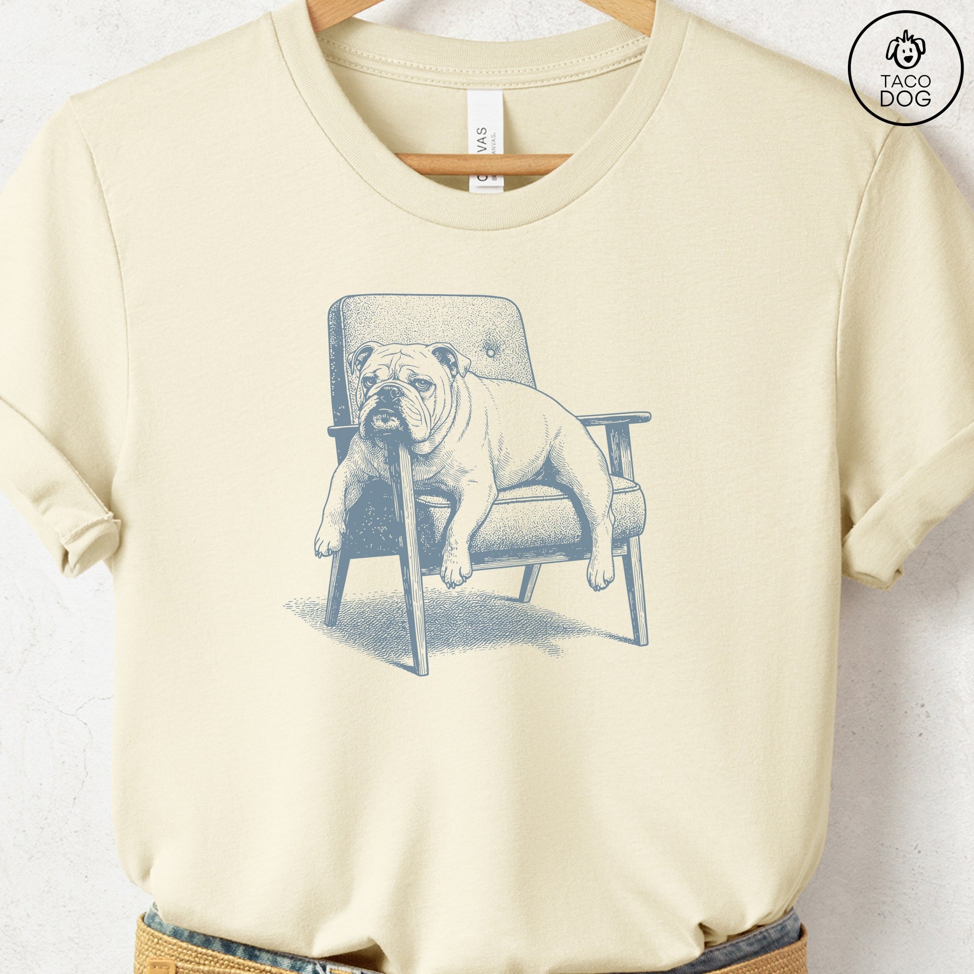 English Bulldog Occupied T-Shirt Natural S Taco-Dog