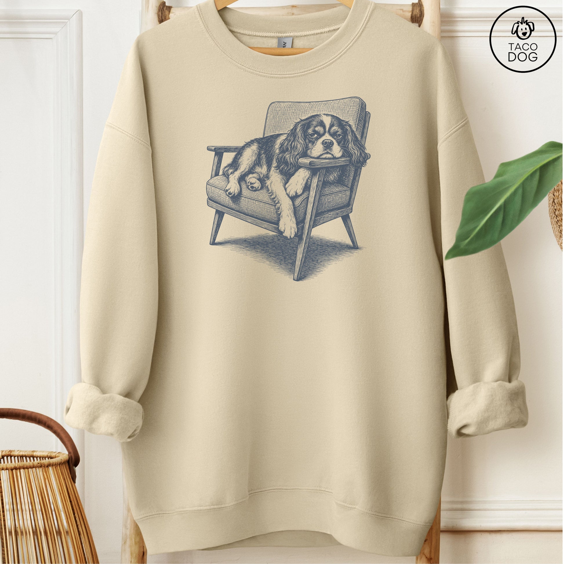 Cavalier King Charles Spaniel Occupied Sweatshirt Sand Taco-Dog